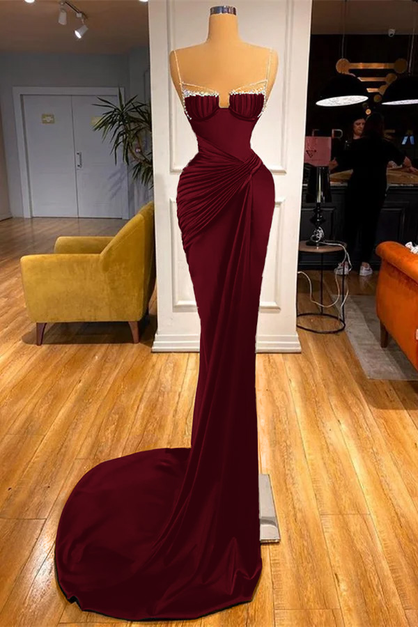 Miabel Spaghetti-Straps Mermaid Dark Green Prom Dress