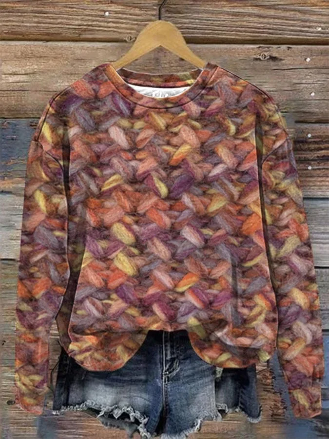 Women's Colorful Plaid Print Sweatshirt