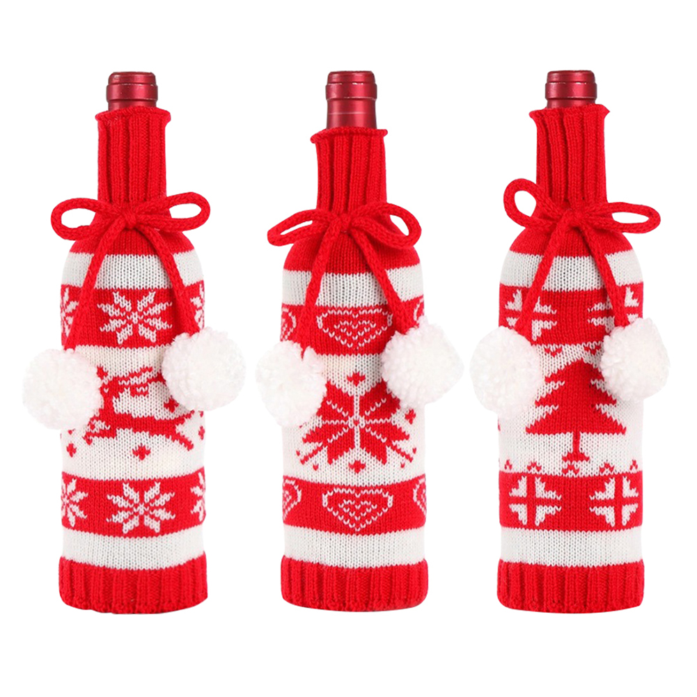 

Christmas Knitted Red Wine Bottle Cover Bag Elk Snowflake Bottle Cover Bag, Style 1, 501 Original