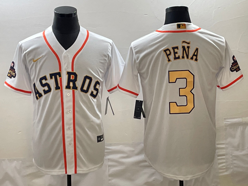 Men's Houston Astros Jeremy Pena Nike White/Gold 2023 Gold Collection Replica Player Jersey mysite