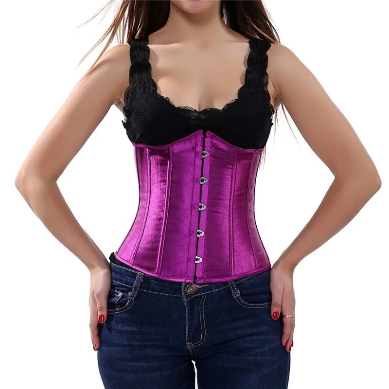 Sapubonva fashion satin underbust corset bustier lingerie plus size ucorset underbust bustier straps vintage style corselet