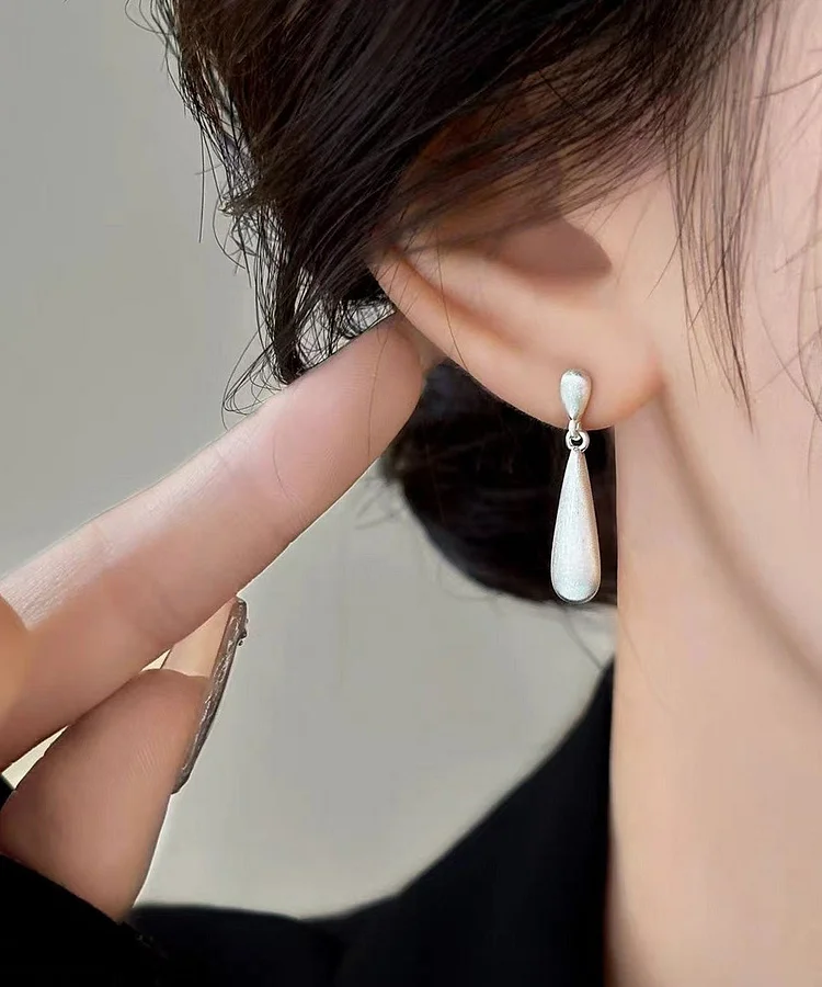 Art White Copper Overgild Dull Polish Water Drop Drop Earrings