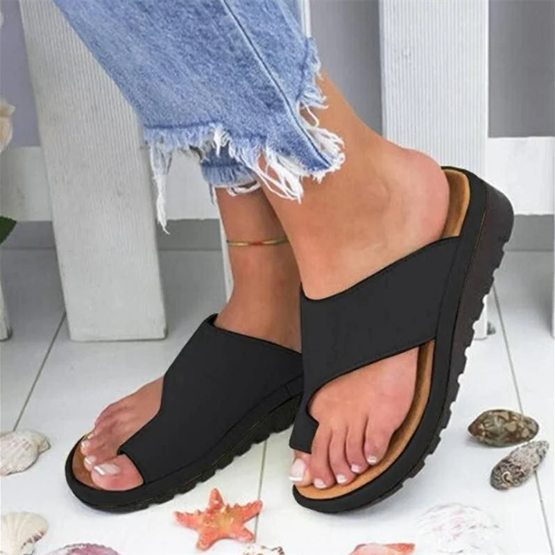 Outer leather drag wedge sandals and slippers