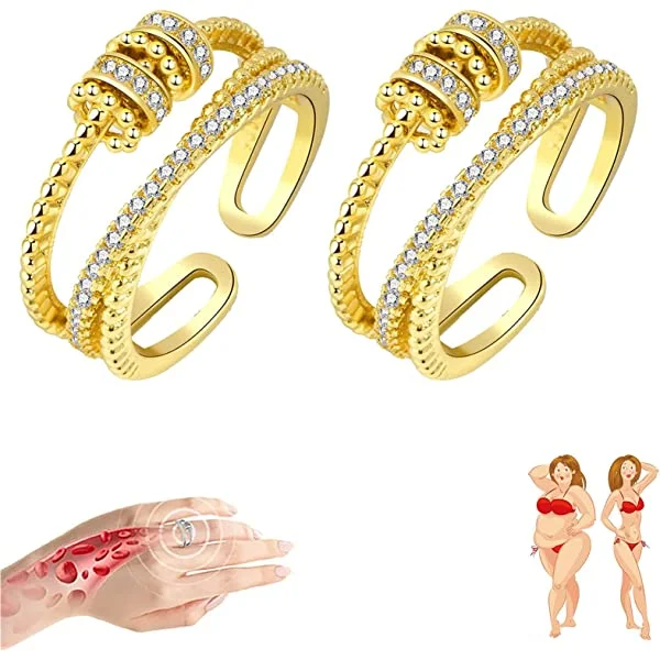 JANSIO Threanic Triple-Spin Ring, Feelief Zirconica Triple Fidget Ring, Threanic Triple-Spin Ring, to My Daughter Fidget Anti Anxiety Ring, Self Soothing Ring. (3 Color)