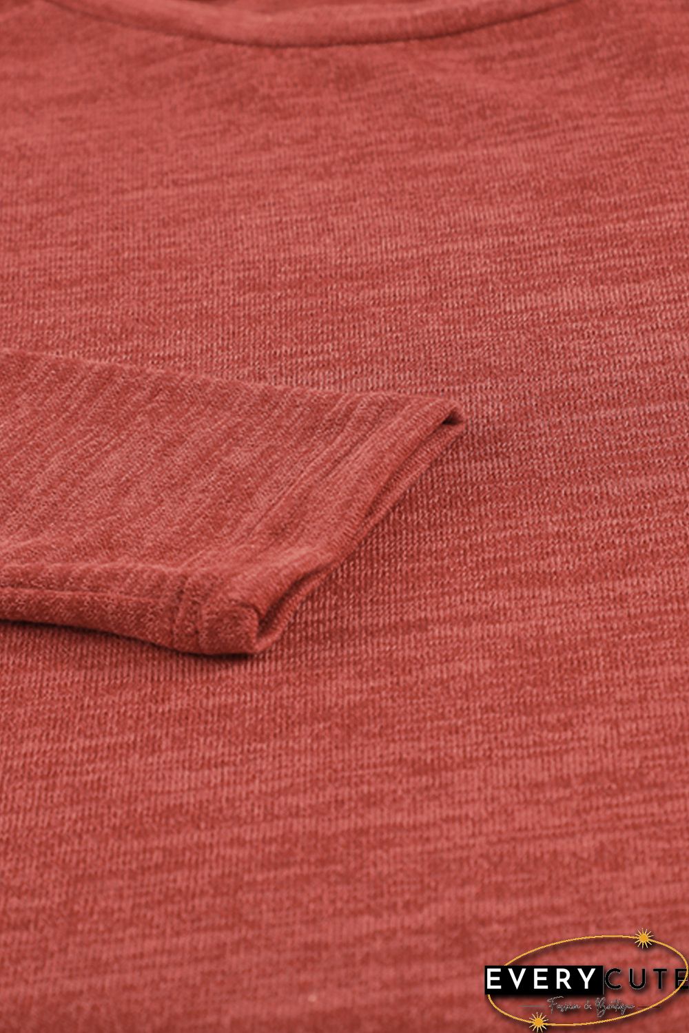 Solid Long Sleeve Top and Plaid Pants Loungewear