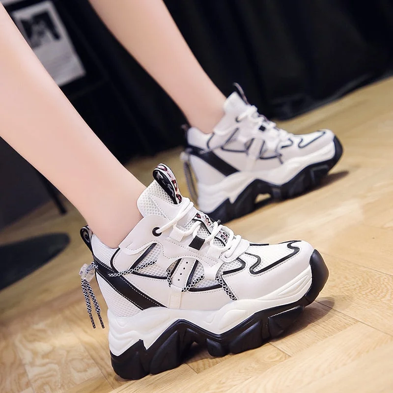 Hidden Heels Women's Chunky Sneakers Thick Bottom Platform Vulcanize Shoes Woman Street Style Sport Shoes For Female 2022