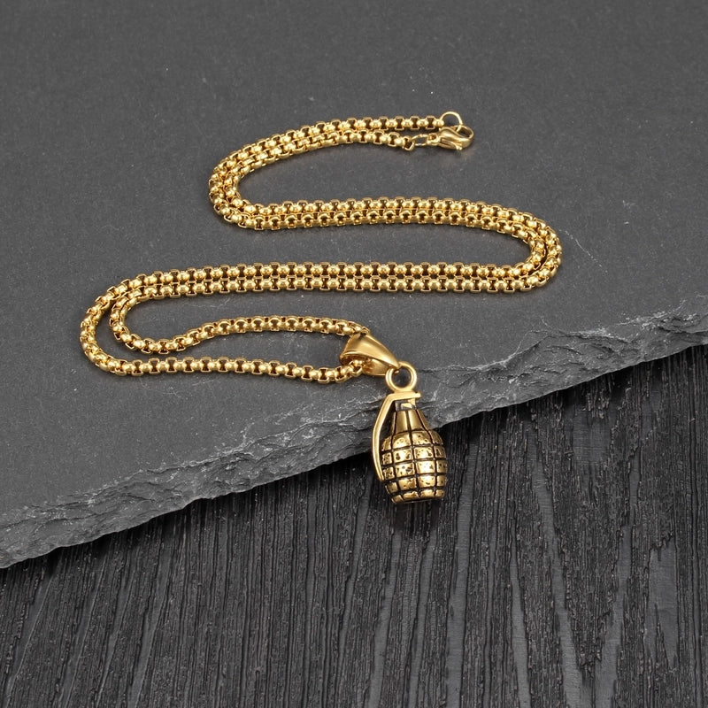 Hip-Hop Grenade 304 Stainless Steel Men’s Pendant Necklace