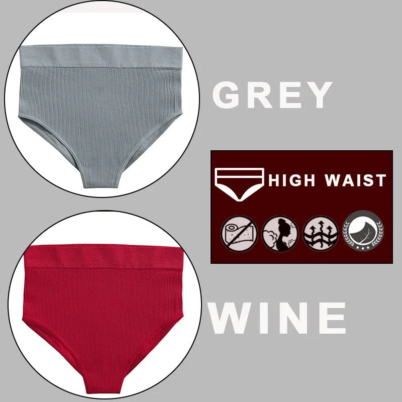 FINETOO 2PCS/Set Sexy Women Panties Underwear 10 Solid Colors Underpants For Girls High Waist Bodyshaper Briefs Seamless Pantys