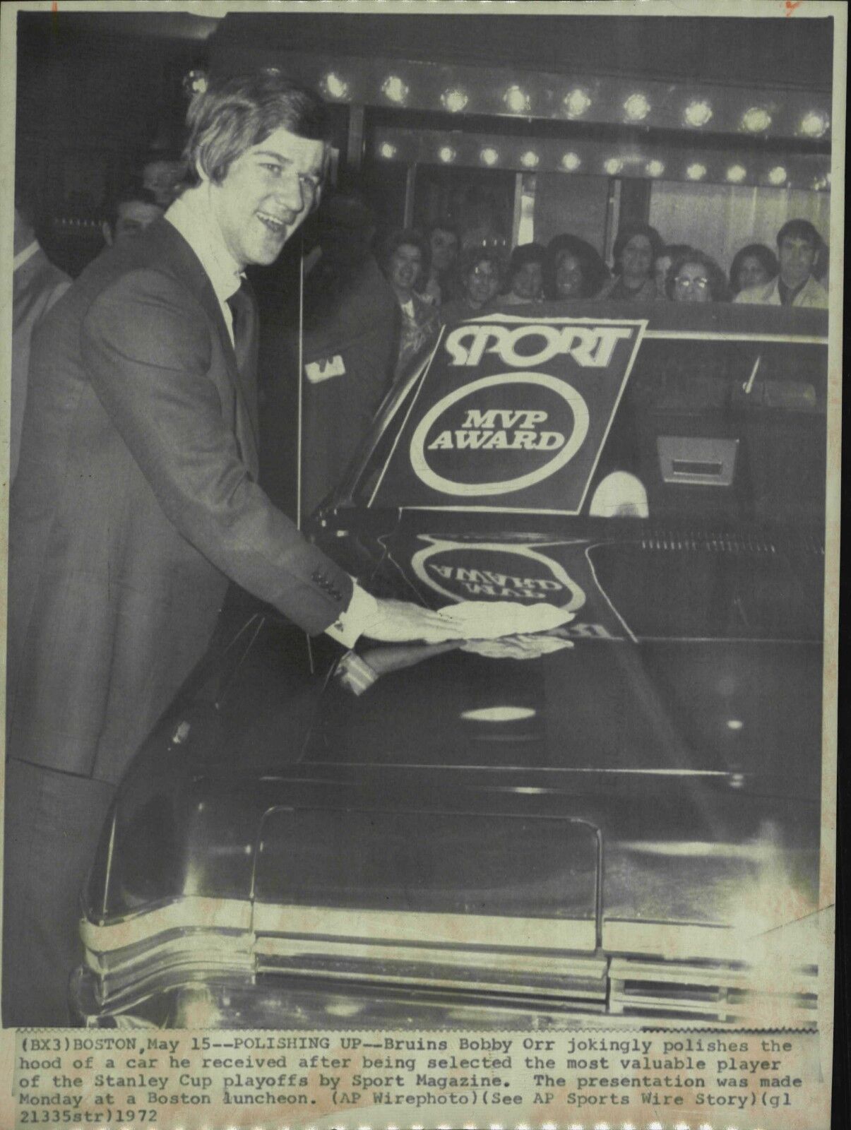 Bobby Orr Sport MVP Stanley Cup Playoffs 1972 Press Wire Photo Poster painting Boston Bruins