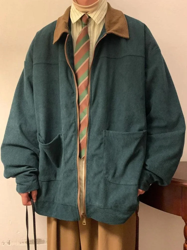 Brownm Corduroy Contrast Color Jacket