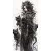 Black Cat Girl-11CT Stamped Cross Stitch 50*100cm/19.69*39.37in(Big Size)