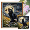 Black Cat Moon-11CT Stamped Cross Stitch 40*50cm