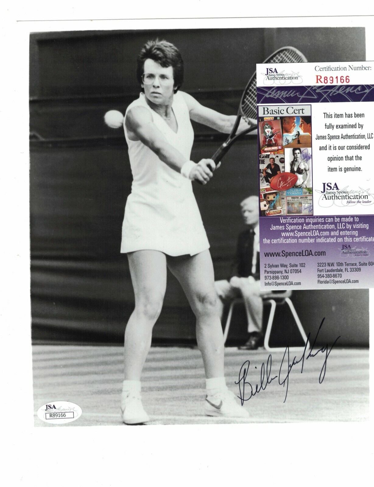 Billie Jean King Tennis Legend Signed 8x9 Photo Poster painting JSA Certified