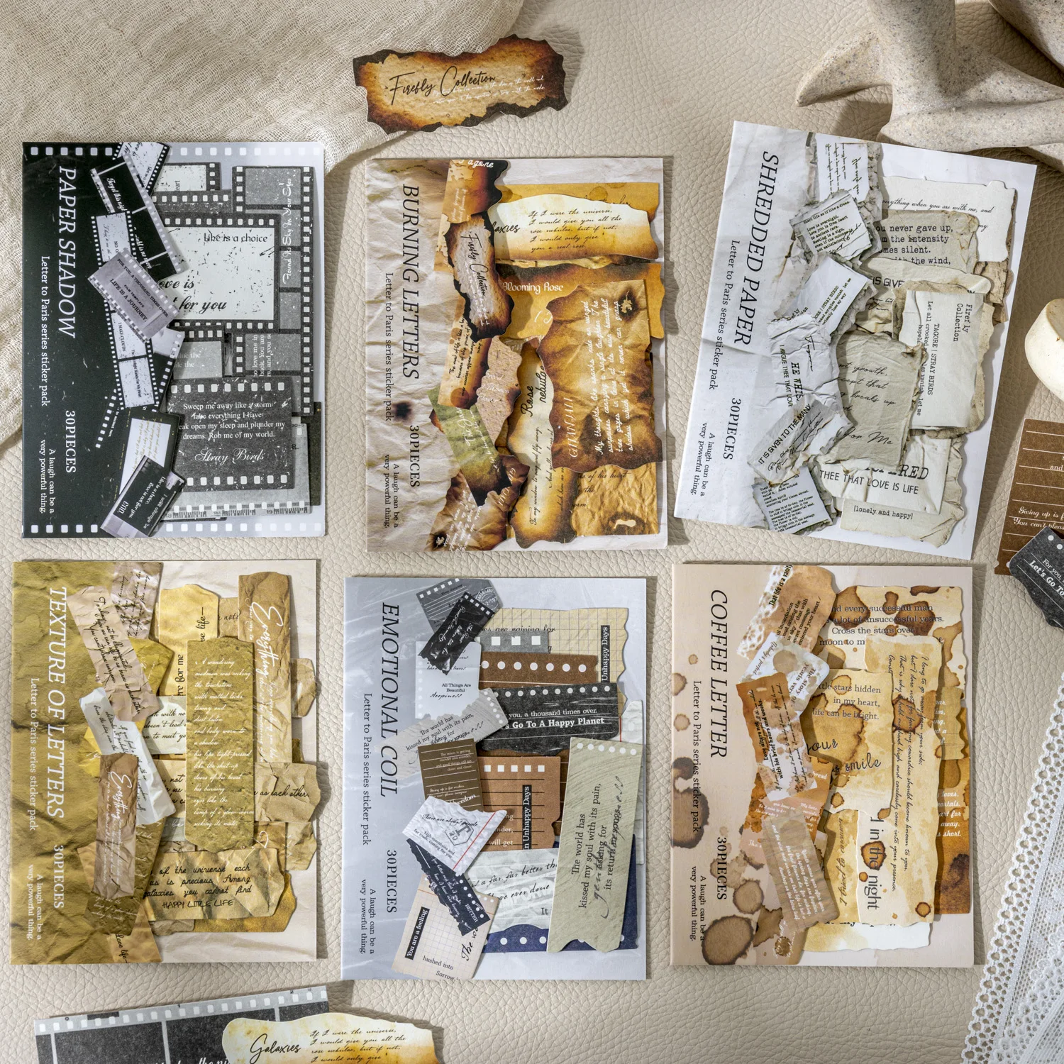 스티커 - 파리에게 보내는 편지 시리즈 빈티지 영어 텍스트 조경