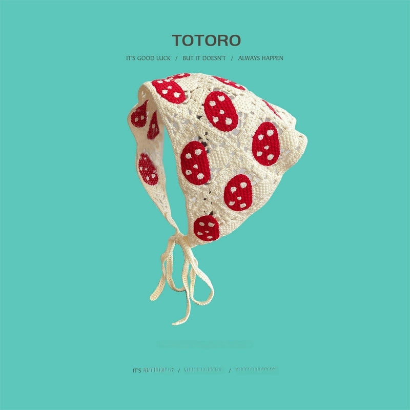 French Retro Turban Women’s Triangle Scarf Hair Belt Spring And Summer Travel Sweet Cute Handmade Crochet Artistic Style Baotou Hat