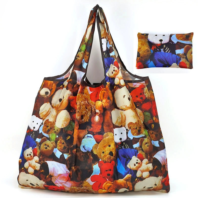 Spot Japanese Printed Environmental Bag Large 210T Supermarket Folding Shopping Bag Thickened Tote Bag Shopping Bag