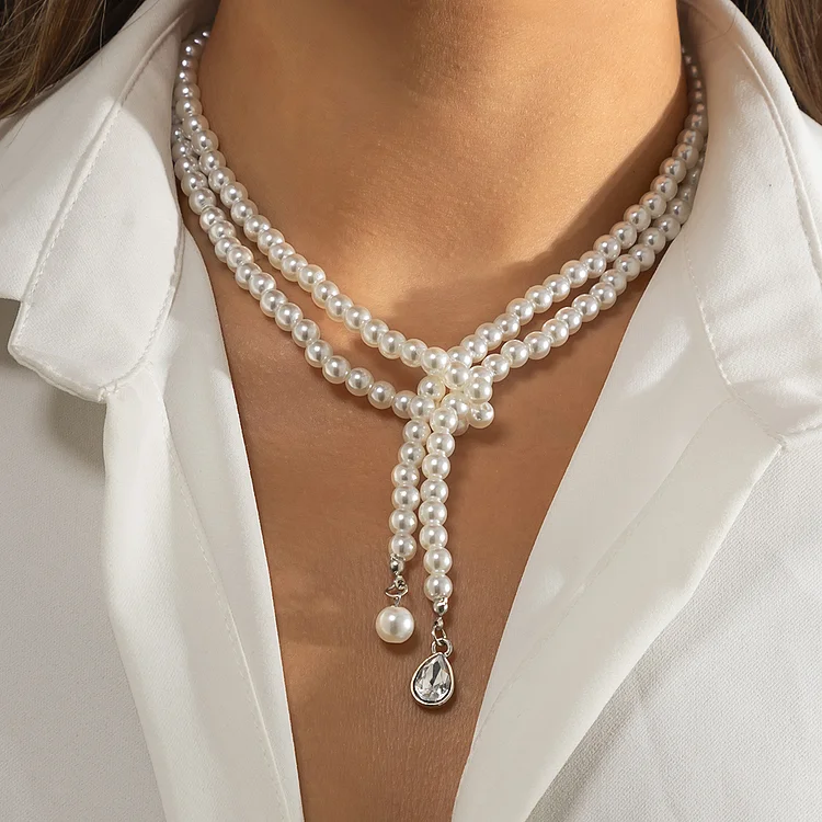 Jewelry Retro Trend Pearl Tassel Necklace Female