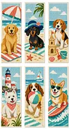 Beach Puppies-14CT Stamped Cross Stitch Bookmark Single-Sided 30x50cm tapestrymarket