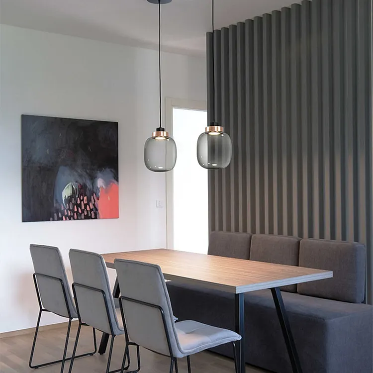 Modern Mini Grey Glass Pendant Light