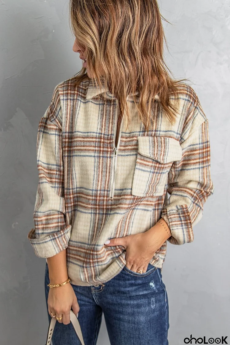 Chest Pocket Plaid Sweatshirt