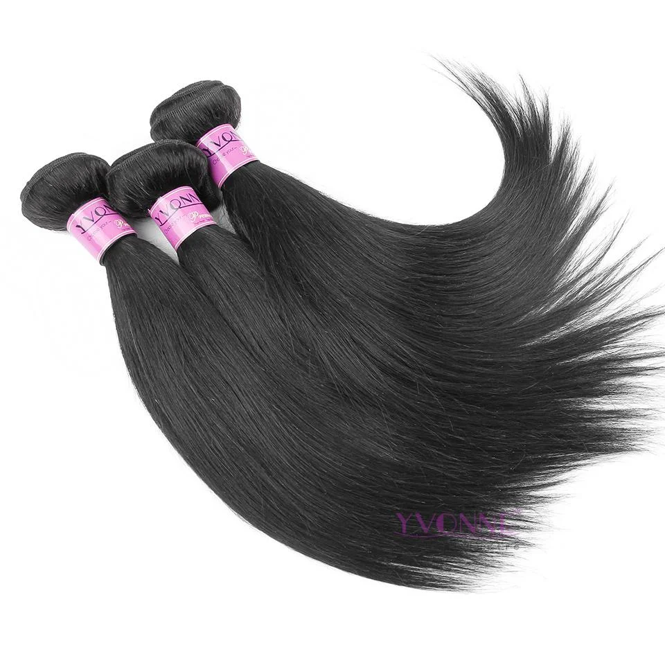 Free Shipping 3/4PCS Yvonne Natural Straight Peruvian Hair Weave Remy Human Hair Weft 