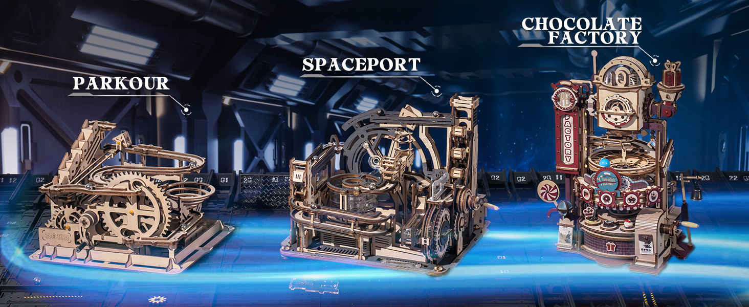 Tegooe 3D Wooden Puzzle Electric Marble Run Kit - Mechanical Brain Teaser Building Toy