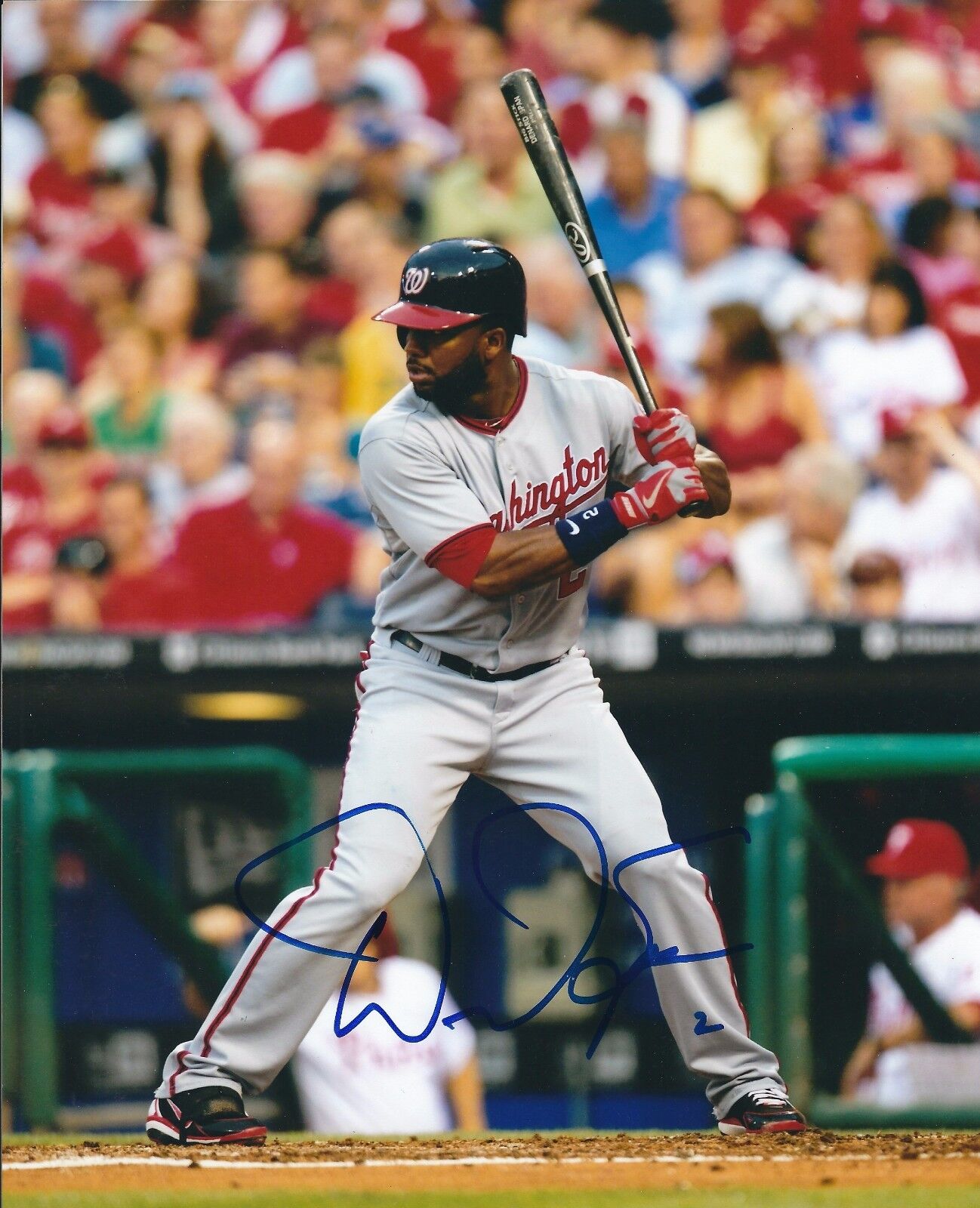 Signed 8x10 DENARD SPAN Washington Nationals Autographed Photo Poster painting - COA