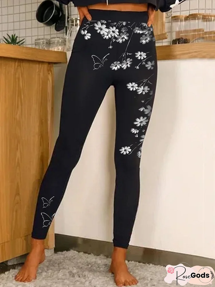 Casual Floral Butterfly Elegant Leggings