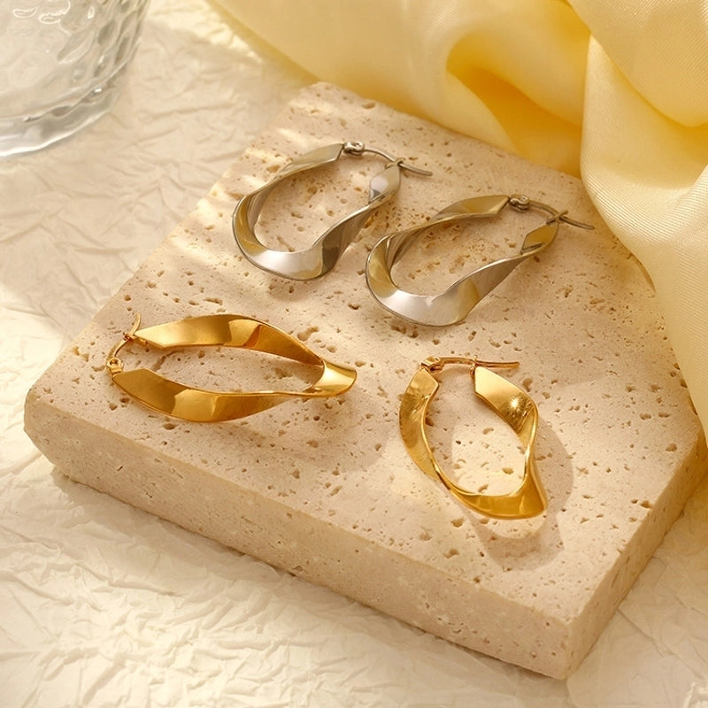 1 Pair Casual Minimalist Solid Color 304 Stainless Steel 18K Gold Plated Earrings