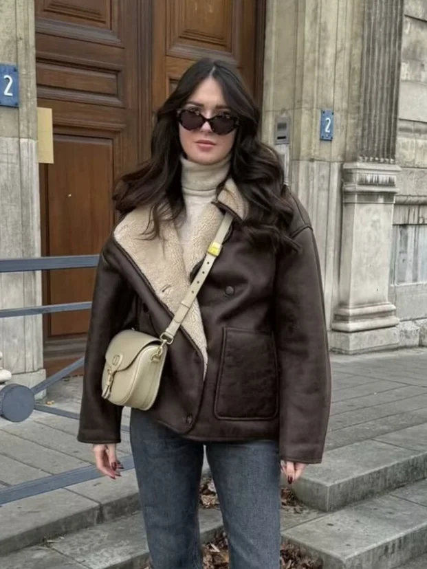 Nigikala Nigikala Fall Fashion Collar Three-Color Fur Integrated Long-Sleeved Jacket Women's B88788