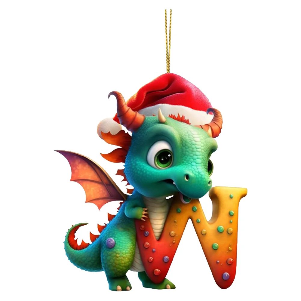 Christmas Cute Dragon Pendants Acrylic Letter Shaped Exquisite for Xmas Tree Car