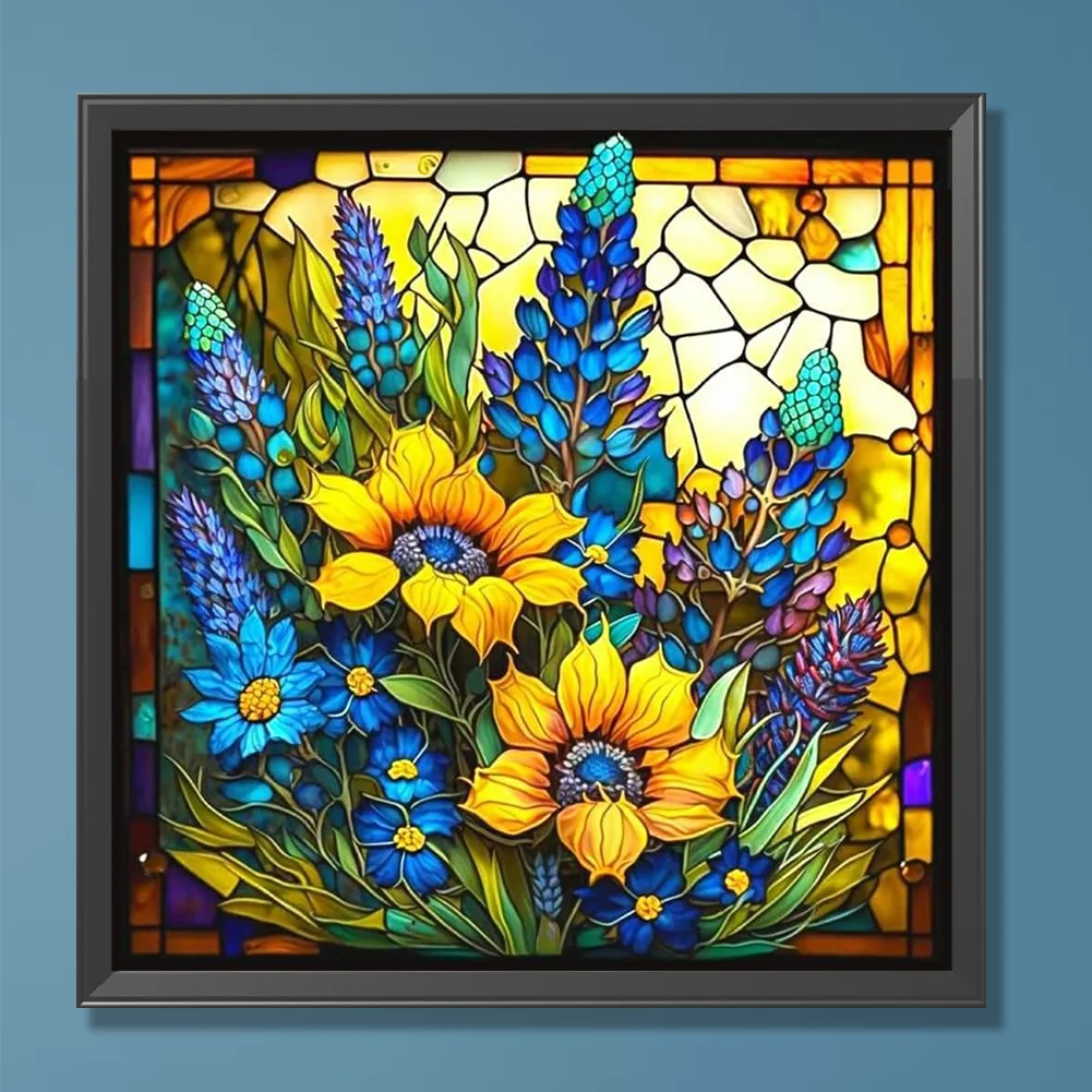 Diamond Painting - Full Round Drill - Stained Glass Flower(30*30cm)