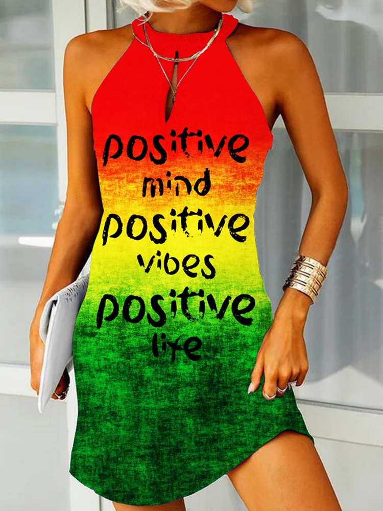 Positive Mind Positive Vibes Positive Life Rasta Gradient Mini Dress