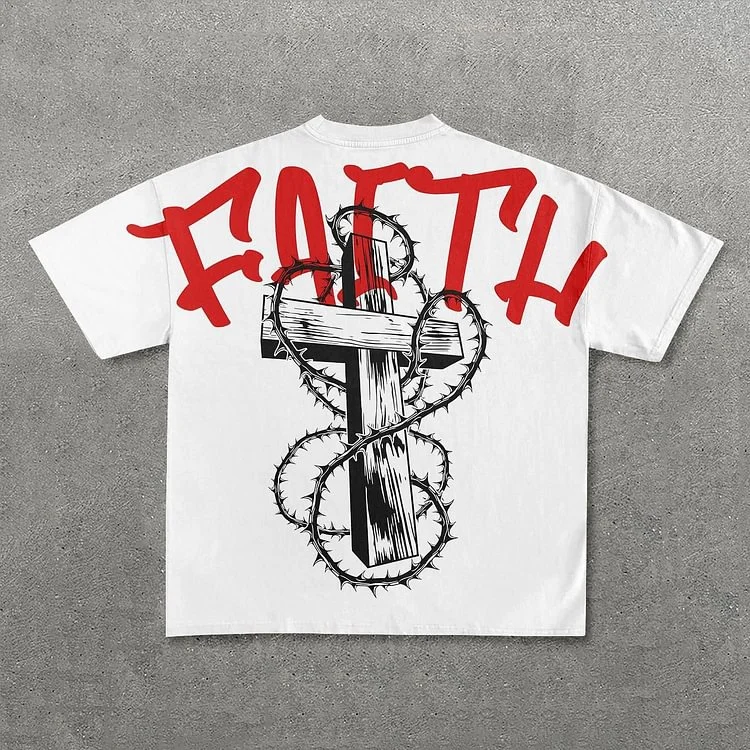 Sopula Faith Cross Print Short Sleeve T-Shirt