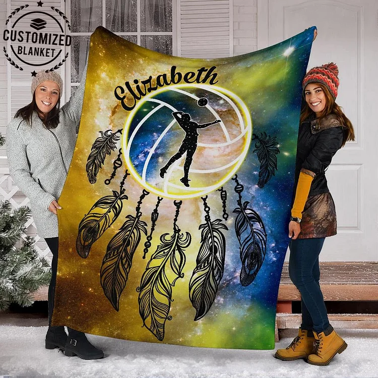 Personalized Volleyball Blanket, Volleyball Girl Sherpa Fleece Blanket | BKKid575