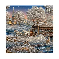 Snowy Village Carriage - Pearls Painting