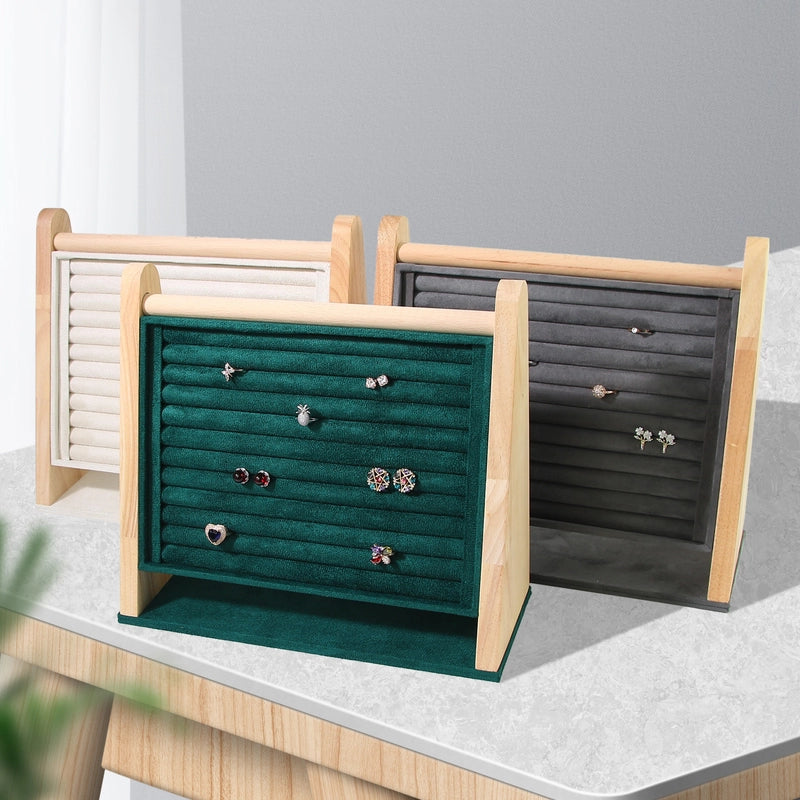 1 Piece Solid Wood Flannel Classic Style Geometric Jewelry Rack