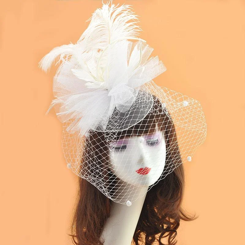Ostrich feather bride hair accessories