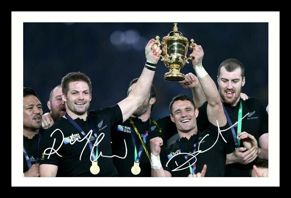 Richie McCaw & Dan Carter - New Zealand All Blacks Signed & Framed Photo Poster painting