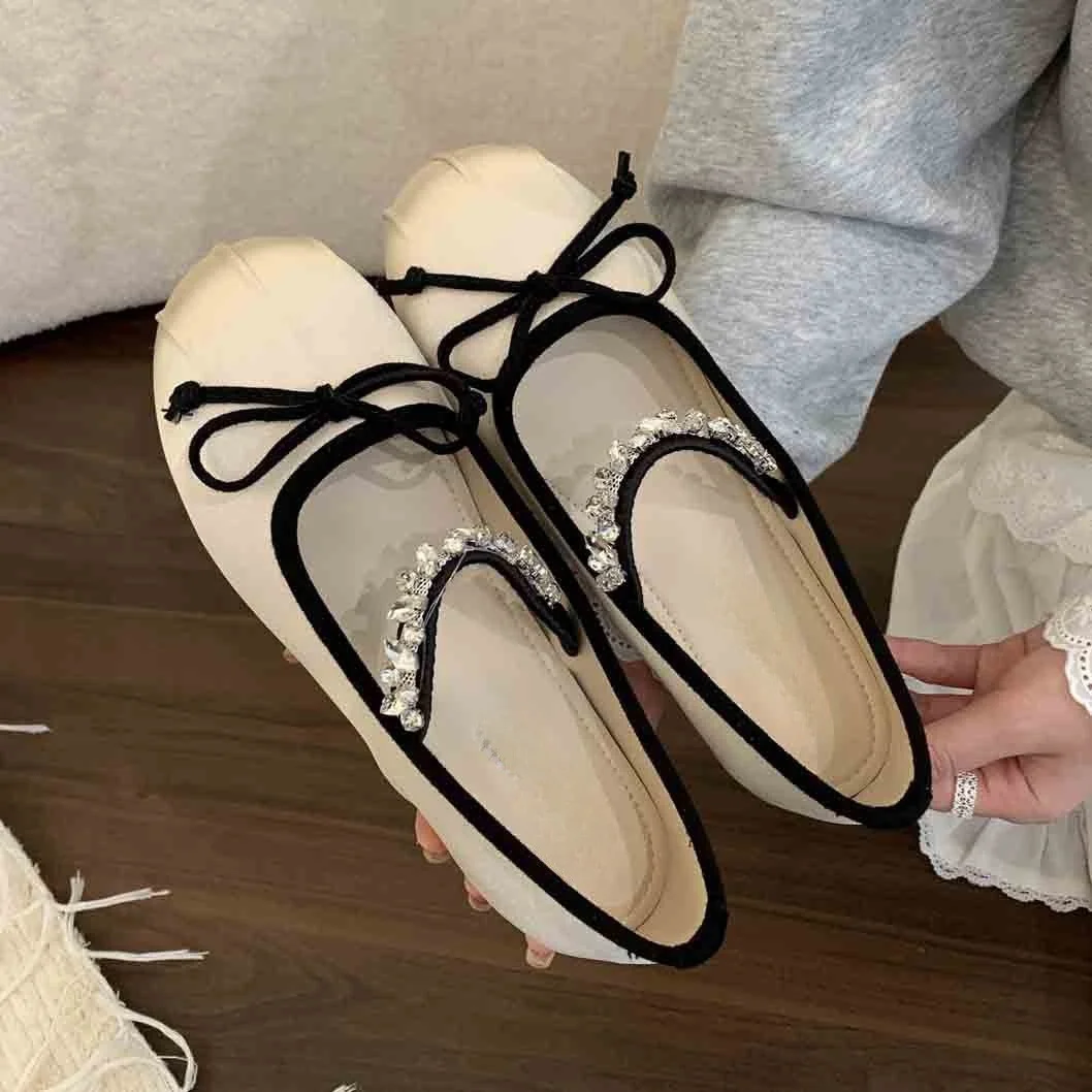 Breakj Breakj Height Raised Small Silk Satin Single Shoes Women 2025 New Spring And Autumn French Retro Ballet Style Thick-Soled Mary Treasure Shoes
