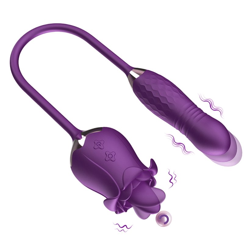 New Rose Tongue Licking Vibrator With A Thrusting Bullet 