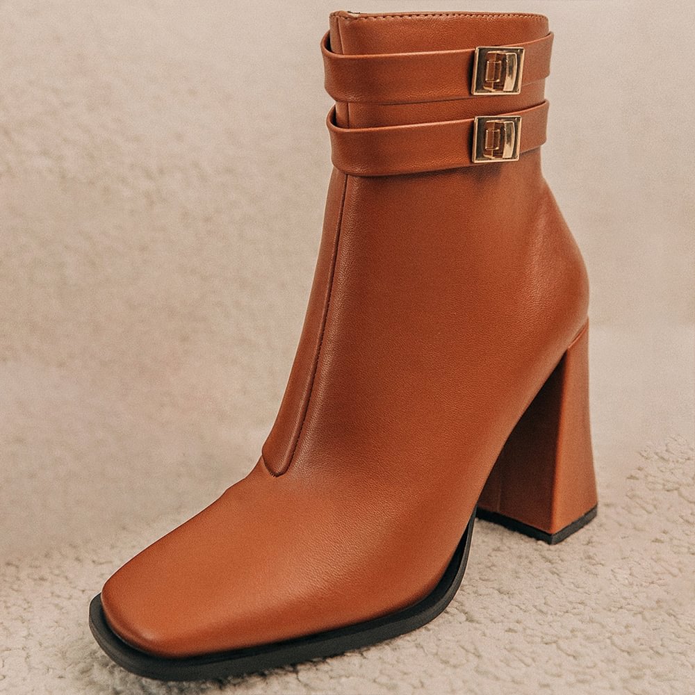 Casual Ankle Boots Cute Fall Booties Chunky Heels Nicepairs