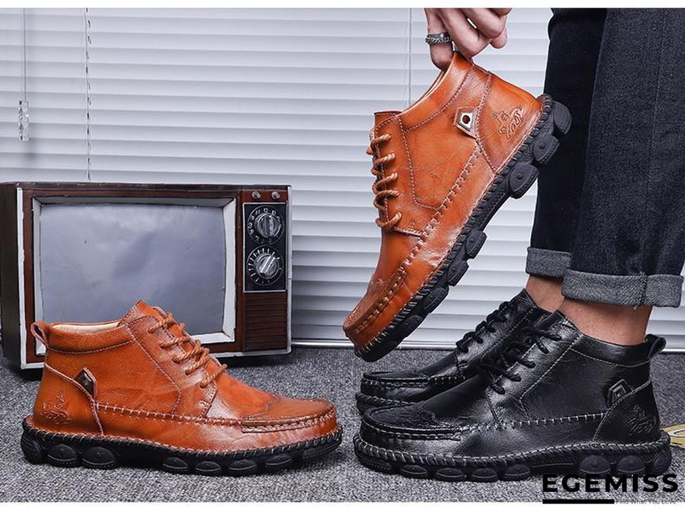 Cow Split Leather Men Boots Comfortable Boots Men Footwear Rubber Ankle Boots Men's Shoes | EGEMISS