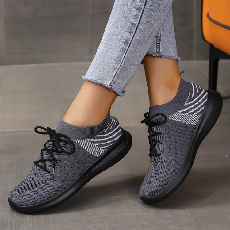 Lace-Up Slip-On Fly Knit Shoes