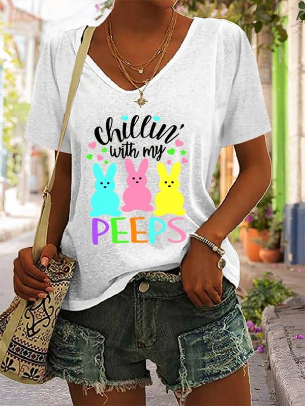 Women's Chilling With My Peeps Print T-Shirt