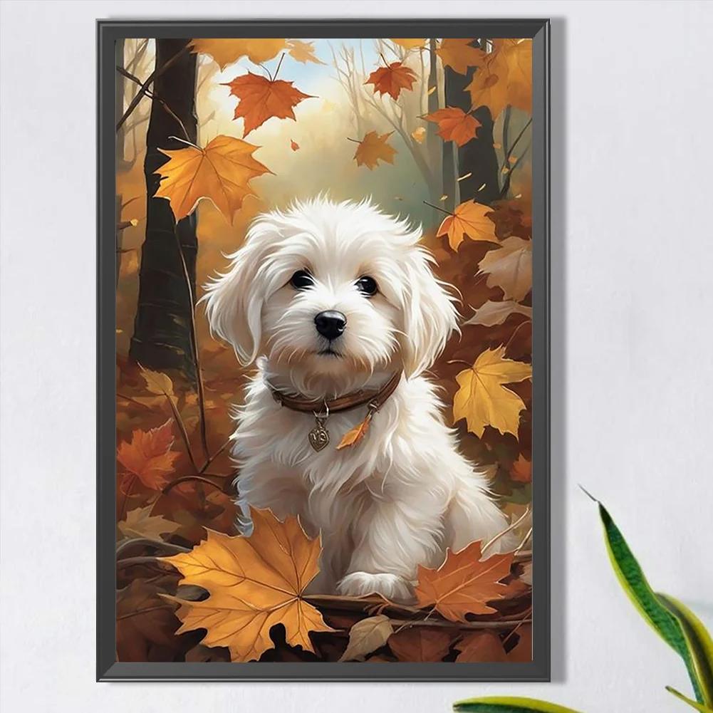 Diamond Painting - Full Round Drill - Deciduous Puppy(Canvas|40*60cm)