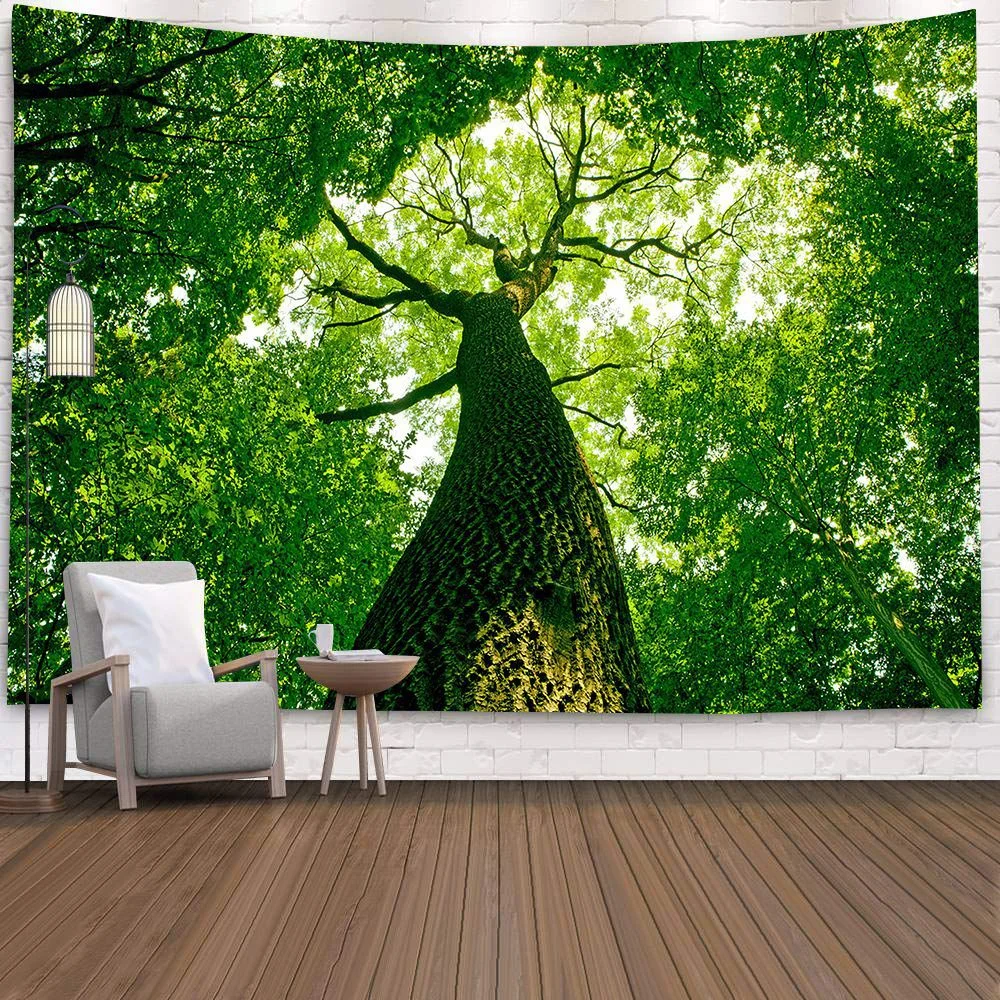 Natural 3D Waterfall Tapestry Beach Towel Landscape Primeval Forest Stream Printing Wall Carpet Yoga Mat Home Art Tapestry Decor