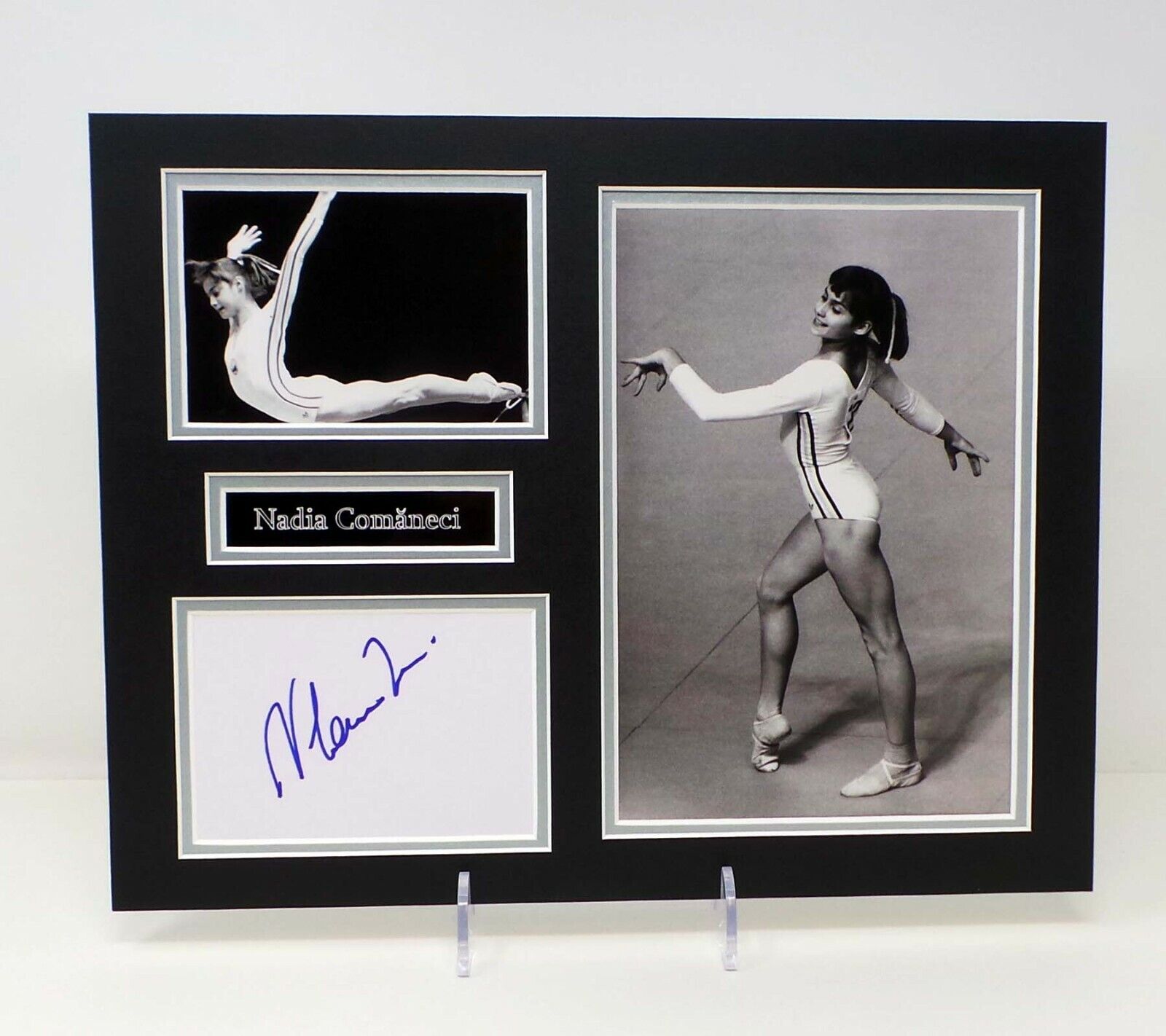 Nadia COMANECI Signed Mounted Photo Poster painting Display 1 AFTAL RD COA Perfect 10 Gymnast.