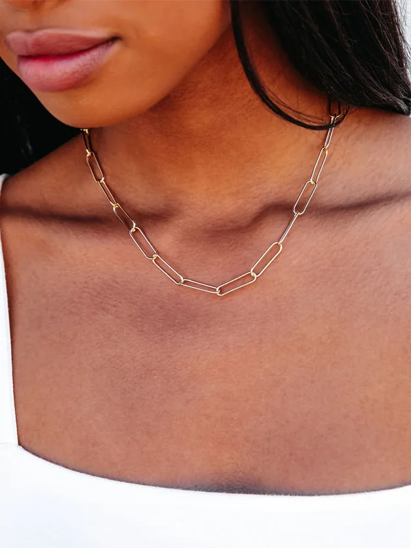 Paper Clip Simple Necklace Clavicle Chain