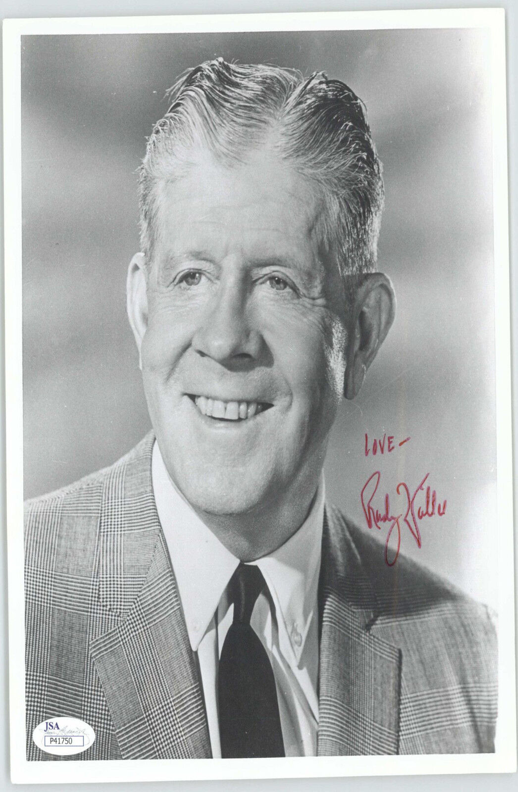 RUDY VALLEE (DECEASED) SIGNED INSCRIBED 8X10 JSA AUTHENTICATED COA #41750